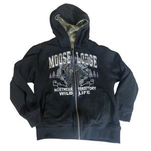 Moose Lodge/Camouflage Reversible Hoodie Full Zip/pockets Size Youth 8/10